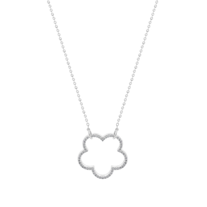 Tc Fleur Collection Cz Inset Cut Out Pendant Silver