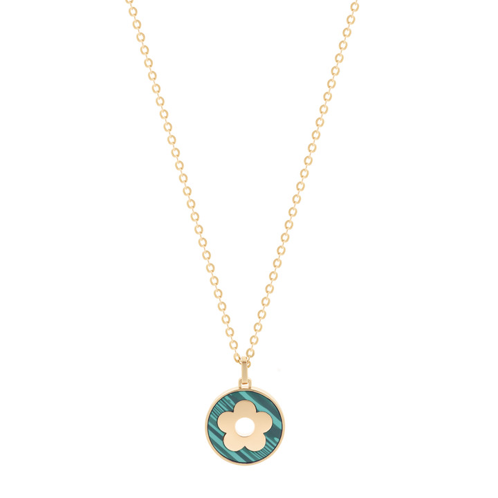 Tc Fleur Collection Green Malachite Disc Pendant Gold