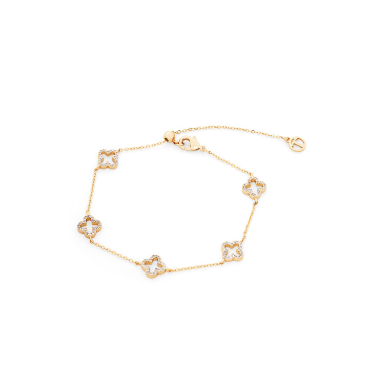 Tc Fleur Collection 5 Cz Inset Fleur Bracelet Gold