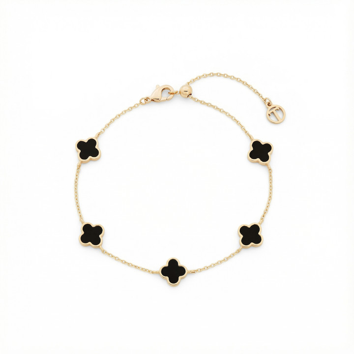 Tc Fleur Collection 5 Black Onyx Fleur Bracelet Gold