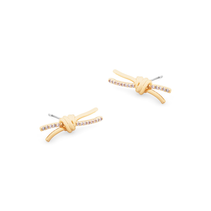 TC Love Knot - CZ Inset Earrings Gold