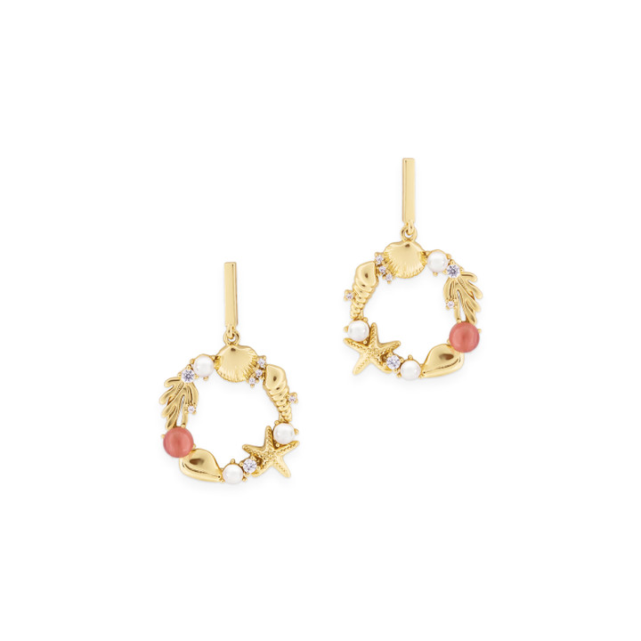 Tc Under The Sea - Round Sea Crown Earrings Gold