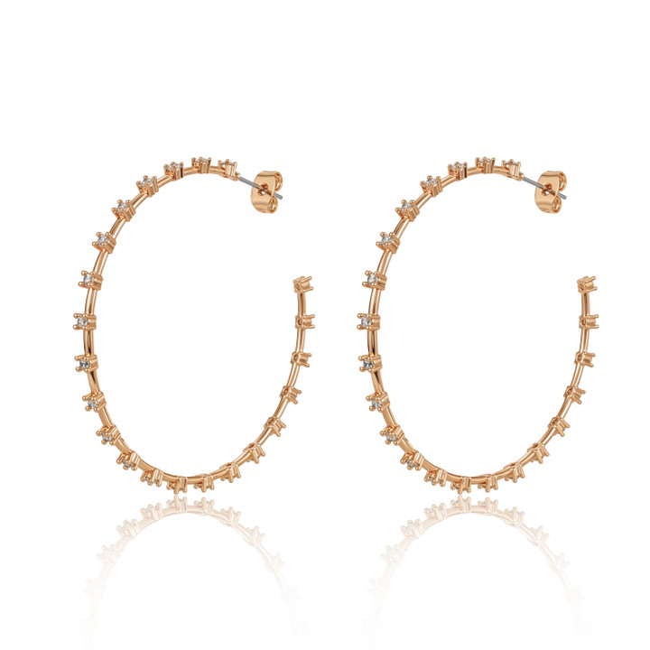 TC Large Cz Set Hoop Earrings Gold
