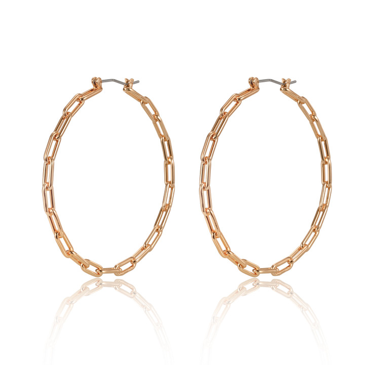TC Large Link Hoop Earrings Gold