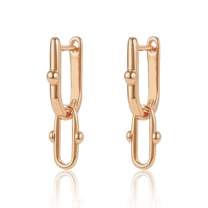 TC Rectangular Huggies Drop Earrings Gold