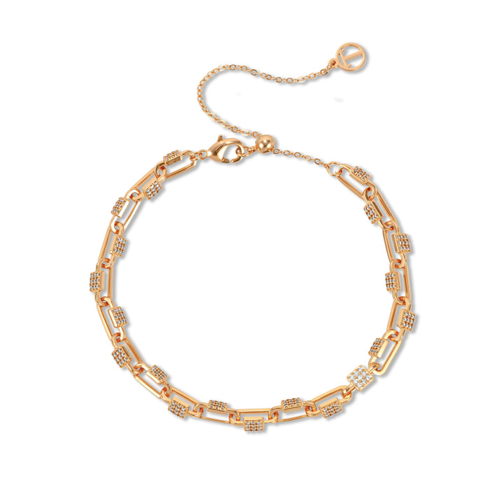 TC Chain & Pave Bracelet Gold