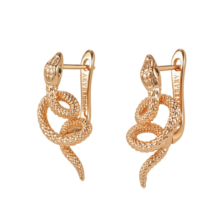 Tc Snake Double Loop Huggie Earrings Gold