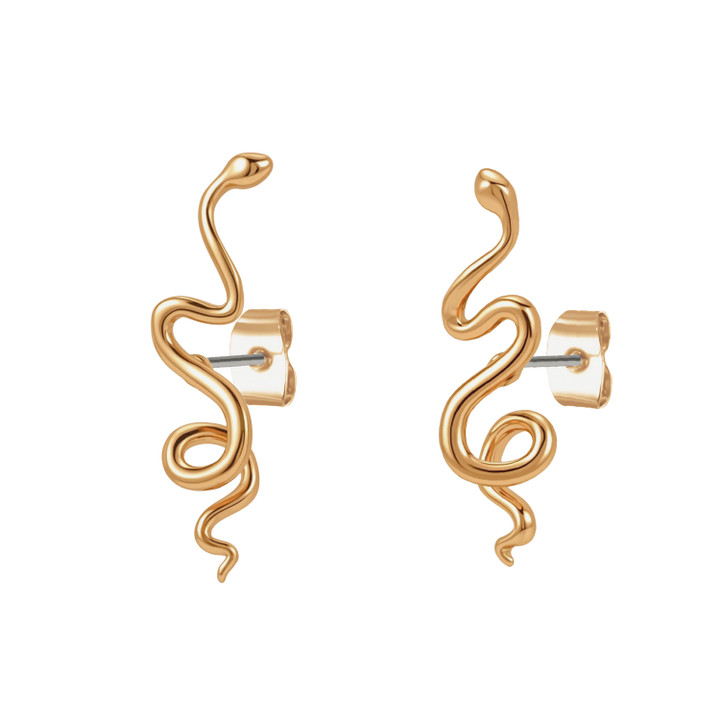 Tc Snake Stud Earrings Gold