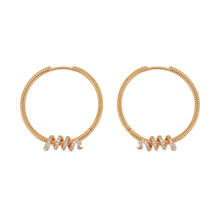 Tc Snake Hoop Earrings & Snake Gold