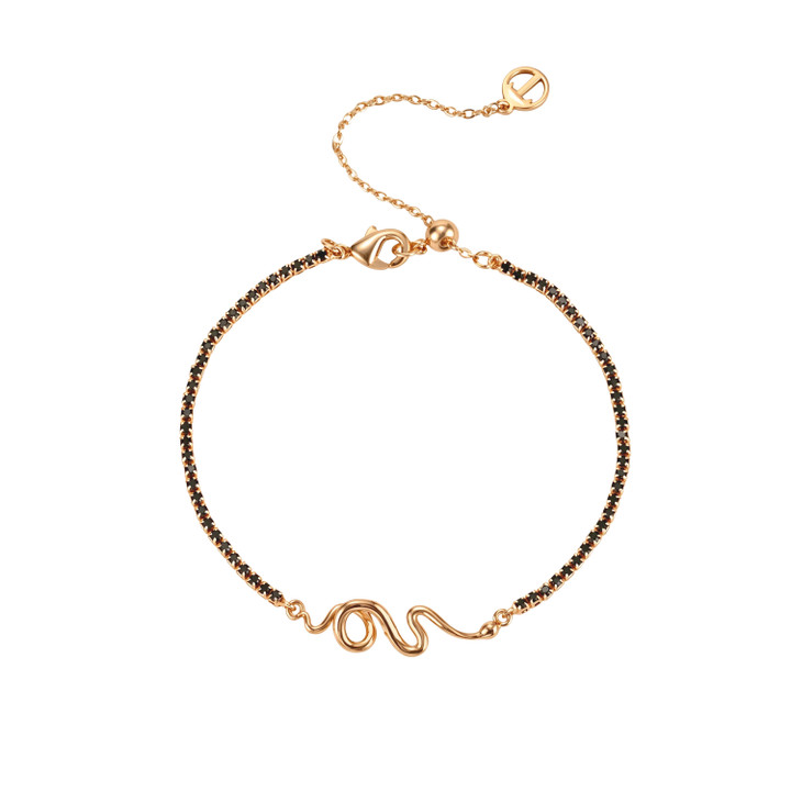 TC Snake Bracelet With Black Stone Inset Gold