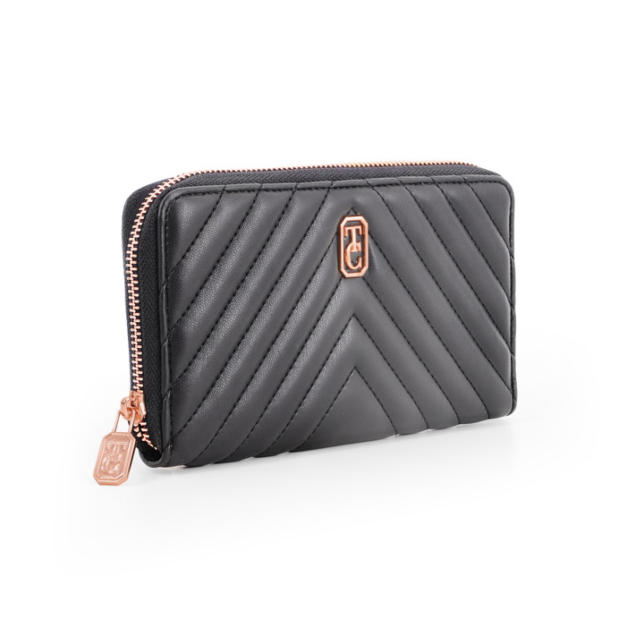 Bordeaux Chevron Wallet - Black