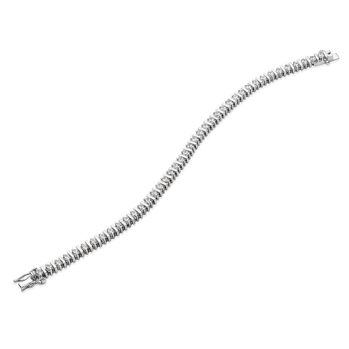 Round Pillar Tennis Bracelet - Silver
