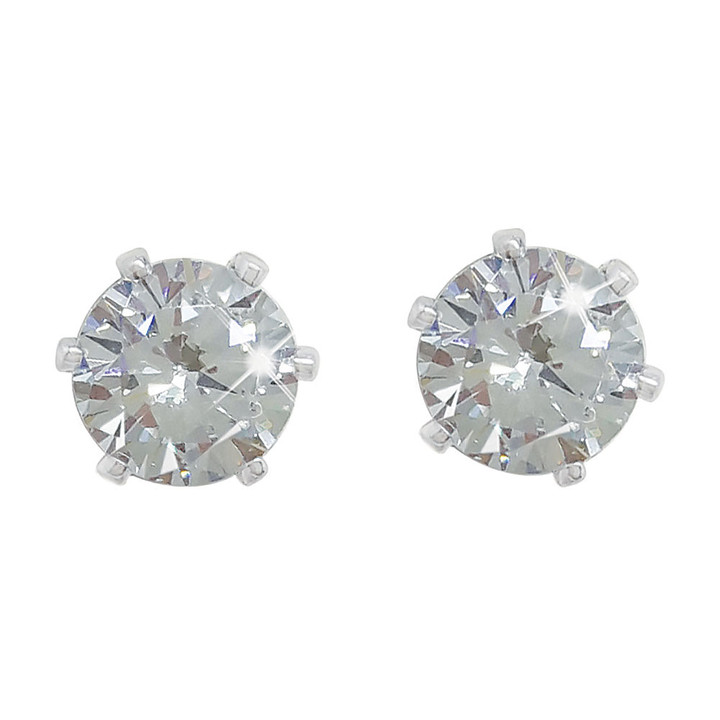Silver Stud Earrings Clear Stone 4mm