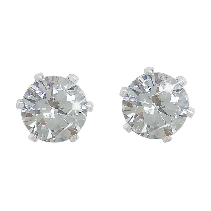 Silver Stud Earrings Clear Stone 4mm