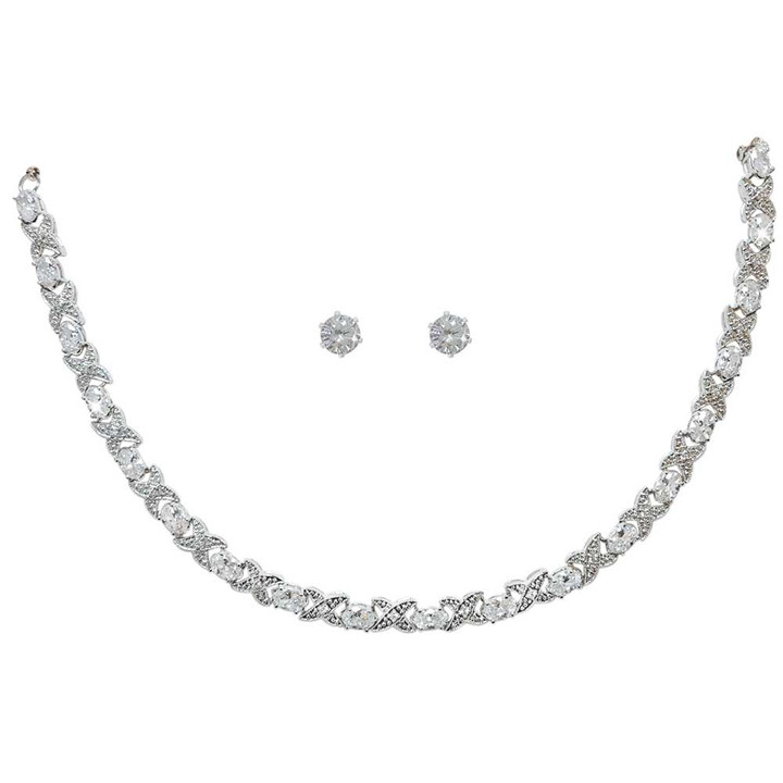 Silver Necklace X&O And Earrings 6mm Silver Necklace X&O And Earrings 6mm