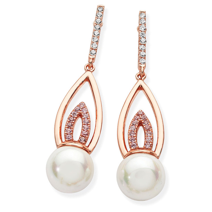 Rose Gold Pink Cz Flame Drop Earrings Rose Gold Pink Cz Flame Drop Earrings
