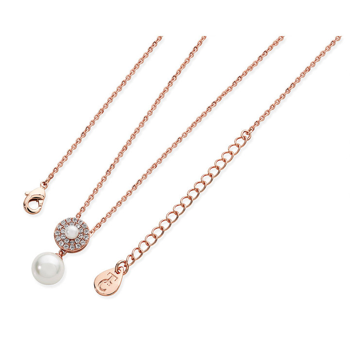 Rose Gold Pave Circle With Drop Pearl Pendant Rose Gold Pave Circle With Drop Pearl Pendant