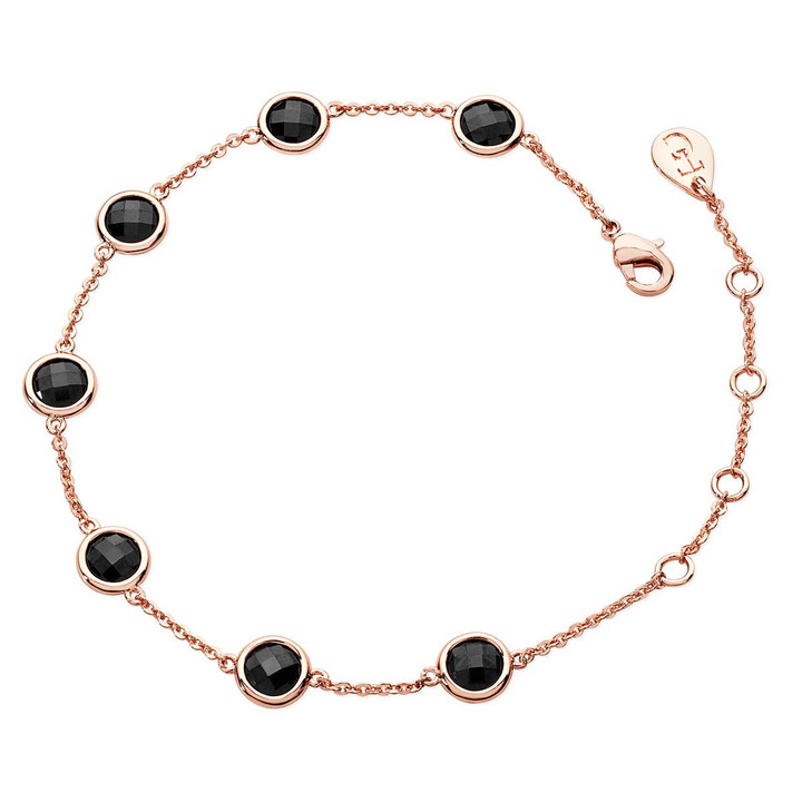 Noir Bezel-Cut Black Stone Chain Bracelet