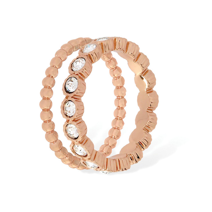 Daisy Chain Stacking Rings - Rose Gold
