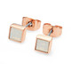 October - Rose Gold Square Birthstone Earrings - Opal