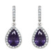 Silver Pear Shape Earrings - Purple