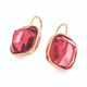 Maureen O'Hara Raspberry Cushion Stone Rose Gold Earrings