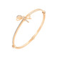 Gold-tone crystal bow bangle bracelet with an inner diameter of 65 × 50 mm.