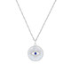 Silver Evil Eye Mother of Pearl Pendant with sapphire-blue detail on a fine chain – jewellery product thumbnail on white background