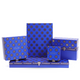 Tipperary Crystal luxury jewellery packaging in blue with gold evil eye pattern – gift boxes display