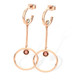 Rose Gold Earrings Open Hoop Clear Cz & Closed Hoop Amber CZ