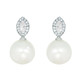 Silver Pearl Earrings With Clear Stone