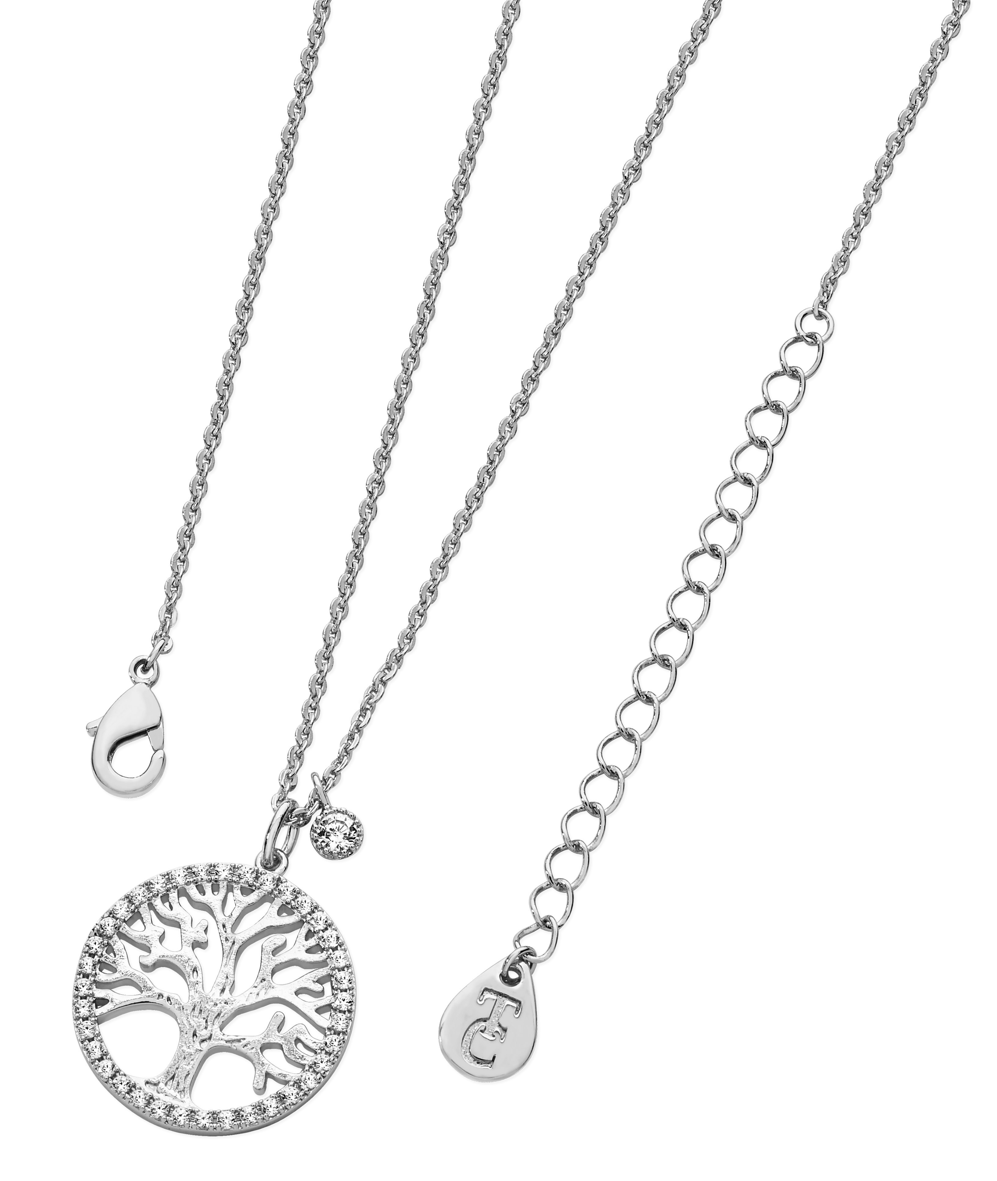 Personalised Family Tree of Life Initial Necklace Sterling Silver Engraved  Gift