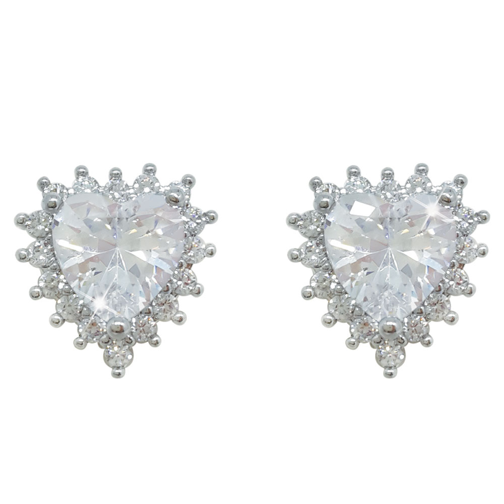 Heart shape earrings silver clearance