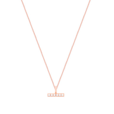 T-BAR PENDANT ROSE GOLD SIX MINI PEARLS