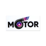 A rectangular sticker featuring the word "MOTOR" in black, with a colourful graphic of a turbocharger.
