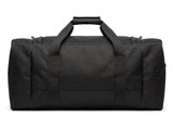 A black heavy-duty sports bag with dual handles and a spacious design, featuring a logo. Suitable for various uses.