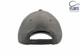 A grey cap with a adjustable strap at the back, featuring branding.
