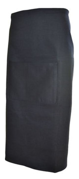 A black waiter's apron featuring a large front pocket and a simple design. The apron has a sleek, professional appearance. A black waiter's apron featuring a large front pocket and a simple design. The apron has a sleek, professional appearance.