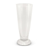 A clear beer glass with a tapered shape and a sturdy base, featuring a simple design and smooth finish. A clear beer glass with a tapered shape and a sturdy base, featuring a simple design and smooth finish.