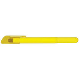 A yellow wax highlighter with a cap, featuring a textured grip and a branding logo. A yellow wax highlighter with a cap, featuring a textured grip and a branding logo.