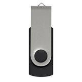 A silver and black Helix 16GB flash drive featuring a metal swivel design and a circular button. A silver and black Helix 16GB flash drive featuring a metal swivel design and a circular button.