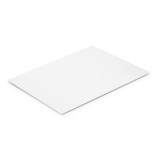 A5 note pad featuring 25 blank white leaves, displayed flat with a simple design. It has a branding logo. A5 note pad featuring 25 blank white leaves, displayed flat with a simple design. It has a branding logo.