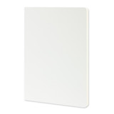 A large Moleskine Volant journal with a plain white cover and rounded corners, featuring a logo on the back. A large Moleskine Volant journal with a plain white cover and rounded corners, featuring a logo on the back.