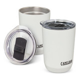 A drink bottle featuring a light grey exterior and a clear lid, with a black logo and stainless steel interior. A drink bottle featuring a light grey exterior and a clear lid, with a black logo and stainless steel interior.