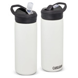 A drink bottle with a black lid and straw, featuring a matte white body and a logo. Holds 600ml. A drink bottle with a black lid and straw, featuring a matte white body and a logo. Holds 600ml.