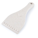 A light beige eco-friendly ice scraper with a textured edge for removing ice and snow. Features a hanging hole. A light beige eco-friendly ice scraper with a textured edge for removing ice and snow. Features a hanging hole.