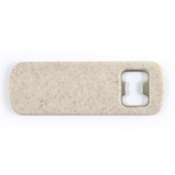 A drink bottle opener in light beige with a speckled finish, featuring a metal opening mechanism and a logo. A drink bottle opener in light beige with a speckled finish, featuring a metal opening mechanism and a logo.