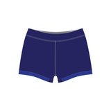 Navy blue volleyball shorts with a fitted design and contrasting stitching, featuring a logo. Navy blue volleyball shorts with a fitted design and contrasting stitching, featuring a logo.