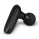 A compact handheld massager in black, featuring a rounded massage head and a simple control button. A compact handheld massager in black, featuring a rounded massage head and a simple control button.