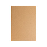 A brown, blank notebook with a plain cover, featuring a logo at the top. A brown, blank notebook with a plain cover, featuring a logo at the top.